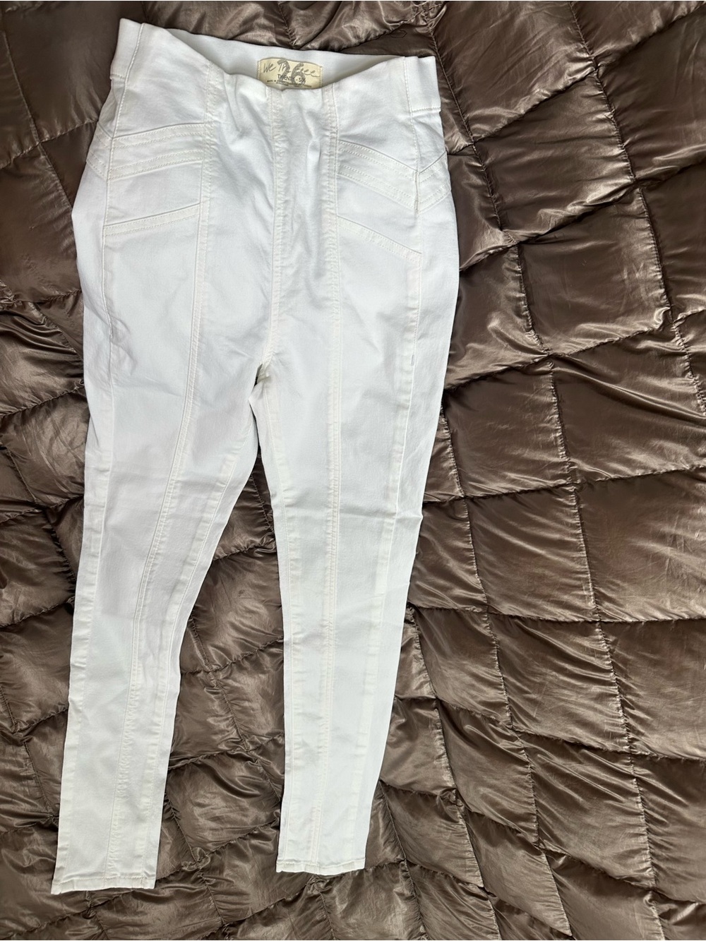 Free People Feel Alright High Waisted Skinny Jeans White Front Seam Pull On 26